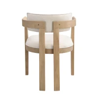 Set of 2 Dining Chairs with Armrests and Rubber Wood Frame, Wooden Dining Seating with Low-Maintenance Fabric, 22.5'' L x 23.5'' W x 31'' H, Beige(m-10)