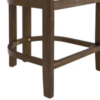 Counter-Height Bar Stools with Curved Solid-Wood Backrest, Upholstered Kitchen Stools with Wooden Legs, 22.5'' L x 24'' W x 36'' H, Beige+Walnut(m-6)