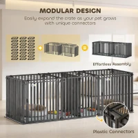PawHut 83"L Heavy Duty Dog Crate, Extra Large Dog Kennel with Divider and Mat for Large Breeds, Modular Puppy Playpen(m-6)