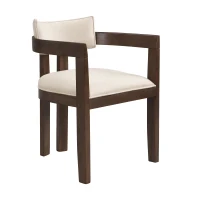 Set of 2 Dining Chairs with Armrests and Rubber Wood Frame, Walnut Dining Seating with Polyester Upholstery, 22.5'' L x 23.5'' W x 31'' H, Walnut(m-7)