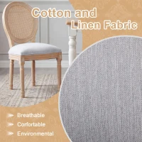 French Country-Inspired Dining Chair Set for 2 with Plush Upholstered Seats, Elegant Side Chair Set with Fluted Legs, 19" L x 22.5" W x 38" H, Light Grey(m-6)