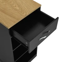 Modern Wine Bar Cabinet with Built-In Power Outlet, Versatile Sideboard with Adjustable Shelves, 47" L x 15.5" W x 34" H, Black+Natural(m-10)