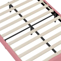 Full Size Princess Platform Bed with Crown-Tufted Headboard, Sturdy Bed Frame for Kid-Friendly Bedrooms, 77.5'' L x 56'' W x 48.5'' H, Pink(m-7)