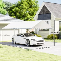 Outsunny 10' x 20' Carport Heavy Duty Galvanized Car Canopy with Included Anchor Kit, 3 Reinforced Steel Cables, White(m-3)