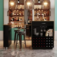 Stylish Mobile Bar Table with Extendable Countertop, Spacious Kitchen Counter with Storage Shelf, 73″ L x 27.5″ W x 41.5″ H, Black+Natural(m-8)