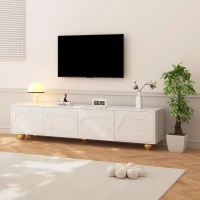 Cloud-Shaped TV Cabinet with 2 Cabinets (4 Doors) and 5 Support Legs, Spacious TV Stand with Ample Storage, 65" L x 15.5" W x 17.5" H, White(m-1)