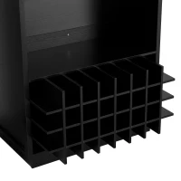 Stylish Mobile Bar Table with Extendable Countertop, Spacious Kitchen Counter with Storage Shelf, 73″ L x 27.5″ W x 41.5″ H, Black+Natural(m-11)