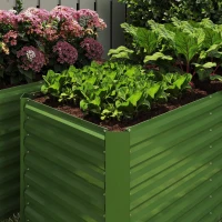 Outsunny Set of 2 Galvanized Metal Planters for Outdoor Plants, 4' x 2' x 2' Raised Garden Bed, Light Green(m-11)