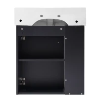 Modern Floating Bathroom Vanity with Ceramic Basin and Side Storage, Cabinet with Rose Golden Handle, 21.5" L x 12" W x 26.5" H, Black(m-15)
