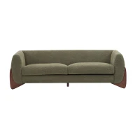 Plush Oversized Lounge Sofa with Removable Seat Cushions, Bouclé Sherpa Sofa with Wedge Feet, 82.5'' L x 32'' W x 27'' H, Olive Green(m-2)