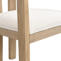 Set of 2 Dining Chairs with Armrests and Rubber Wood Frame, Wooden Dining Seating with Low-Maintenance Fabric, 22.5'' L x 23.5'' W x 31'' H, Beige(m-4)