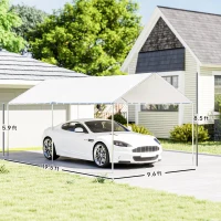 Outsunny 9.6' x 19.5' Carport Heavy Duty Galvanized Car Canopy w/ Included Anchor Kit, 3 Reinforced Steel Cables, White(m-3)