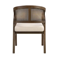 Wooden Frame Dining Chairs with Ergonomic Curved Backrest, Modern Dining Seating with Upholstered Seat, 22'' L x 24.5'' W x 33.5'' H, Beige+Walnut(m-9)
