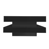 Square High-Gloss Coffee Table with App-Controlled LED Lighting, Modern Center Table with Double-Layer Storage, 27.5" L x 27.5" W x 14" H, Black(m-13)