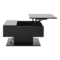 Hydraulic Lift Coffee Table with App-Controlled LED Lighting, Versatile Center Table with Hidden Storage, 29.5" L x 31.5" W x 21" H, Black(m-12)