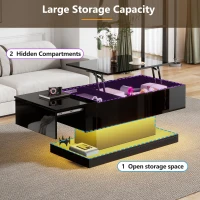 Lift-Top Coffee Table with Sliding Extendable Desktop, Space-Saving Center Table with Height-Adjustable Lift, 39.5" L x 19.5" W x 17.5" H, Black(m-4)