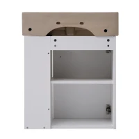 Modern Floating Bathroom Vanity with Ceramic Basin and Right Side Storage, Cabinet with Rose Gold Handle, 21.5" L x 12" W x 26.5" H, White(m-13)