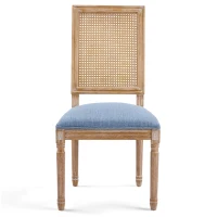 Set of 2 Dining Chairs with Eco-Friendly Rubberwood Frame, Upholstered Dining Seating with Slender Fluted Legs, 20'' L x 22'' W x 39.5'' H, Blue(m-13)