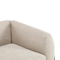 Bouclé Sherpa Sofa with Removable Seat Cushions and Spring Support, Upholstered Lounge Sofa with Wood Legs, 82.5'' L x 32'' W x 27'' H, Almond(m-5)