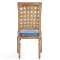 Set of 2 Dining Chairs with Eco-Friendly Rubberwood Frame, Upholstered Dining Seating with Slender Fluted Legs, 20'' L x 22'' W x 39.5'' H, Blue(m-11)