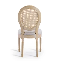 French Country-Inspired Dining Chair Set for 2 with Plush Upholstered Seats, Elegant Side Chair Set with Fluted Legs, 19" L x 22.5" W x 38" H, Beige(m-12)