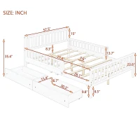 Full Size Wood Platform Bed with 2 Under-Bed Storage Drawers, Solid Bed Frame with Guardrails on Both Sides, 77.5'' L x 57.5'' W x 34.5'' H, Grey(m-3)