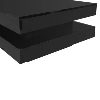 Square High-Gloss Coffee Table with App-Controlled LED Lighting, Modern Center Table with Double-Layer Storage, 27.5" L x 27.5" W x 14" H, Black(m-10)
