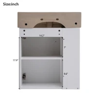 Modern Floating Bathroom Vanity with Ceramic Basin and Side Storage, Cabinet with Rose Gold Handle, 21.5" L x 12" W x 26.5" H, White(m-4)