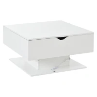 Hydraulic Lift Coffee Table with App-Controlled LED Lighting, Versatile Center Table with Hidden Storage, 29.5" L x 31.5" W x 21" H, White(m-2)