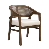 Wooden Frame Dining Chairs with Ergonomic Curved Backrest, Modern Dining Seating with Upholstered Seat, 22'' L x 24.5'' W x 33.5'' H, Beige+Walnut(m-10)