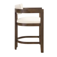 Counter-Height Bar Stools with Curved Solid-Wood Backrest, Upholstered Kitchen Stools with Wooden Legs, 22.5'' L x 24'' W x 36'' H, Beige+Walnut(m-12)