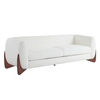 Bouclé Sherpa Sofa with Removable Seat Cushions and Sinuous Spring Support, Oversized Lounge Couch with Wedge Feet, 82.5'' L x 32'' W x 27'' H, Beige(m-9)