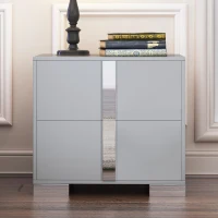 Stylish Nightstand with Relaxed Grey Finish and Slim Metal Feet, Space-Saving Bedside Table for Small Apartmentst, 23.5'' L x 15.5'' W x 21.5'' H, Gray(m-4)