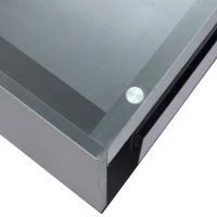 High-Gloss Coffee Table with App-Controlled RGB LED Strip, Spacious Center Table with Open Double-Layer Storage, 39.5" L x 19.5" W x 15.5" H, Black(m-10)