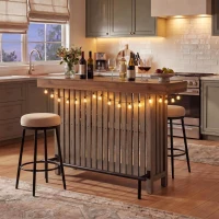 3-In-1 Dining Table with Marble-Grain MDF Top, Space-Saving Bar Table with Metal Footrest, 63" L x 15.5" W x 41" H, Grey(m-1)