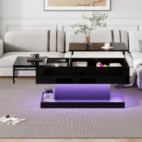 Lift-Top Coffee Table with Sliding Extendable Desktop, Space-Saving Center Table with Height-Adjustable Lift, 39.5" L x 19.5" W x 17.5" H, Black(m-9)