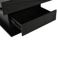 360° Rotating Lift-Top Coffee Table with Height-Adjustable Square Top, Modern Center Table with Hidden Storage, 27.5" L x 27.5" W x 17.5" H, Black(m-10)