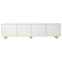 Cloud-Shaped TV Cabinet with 2 Cabinets (4 Doors) and 5 Support Legs, Spacious TV Stand with Ample Storage, 65" L x 15.5" W x 17.5" H, White(m-2)