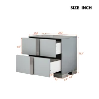 Stylish Nightstand with Relaxed Grey Finish and Slim Metal Feet, Space-Saving Bedside Table for Small Apartmentst, 23.5'' L x 15.5'' W x 21.5'' H, Gray(m-3)