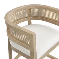Rattan Upholstered Arm Counter Stools with U‑shaped backrest, Kitchen Island Stools with Foam Seat, 21'' L x 21'' W x 33.5'' H, Beige+Natural Ash(m-4)