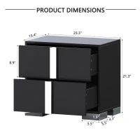 Elegant Black Nightstand with 2 Smooth-Glide Drawers, Durable Beside Table for Bedroom & Compact Apartments, 23.5'' L x 15.5'' W x 21.5'' H, Black(m-3)