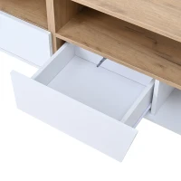 Stylish TV Cabinet with App-Controlled LED Lighting and High-Gloss Front, Freestanding TV Stand with 2 Drawers, 65" L x 15.5" W x 17.5" H, White(m-12)