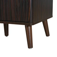 High Bar Cabinet with Smart LED Lighting (App & Music-Sync), Spacious Storage Cabinet with 9-Bottle Wine Rack, 42" L x 12" W x 72" H, Walnut(m-12)