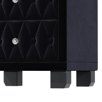Velvet Nightstand with 2 Roomy Drawers and Crystal Handles, Solid Beside Table for Condos and City Homes, 18'' L x 18'' W x 20'' H, Black(m-7)