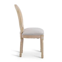 French Country-Inspired Dining Chair Set for 2 with Plush Upholstered Seats, Elegant Side Chair Set with Fluted Legs, 19" L x 22.5" W x 38" H, Beige(m-11)