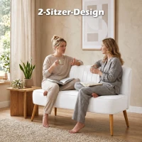 HOMCOM Modern 2 Seat Sofa for Bedroom, Upholstered Two Seater Couch with Rubber Wood Legs, Cream White(m-6)