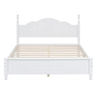 Queen Size Platform Bed with Wooden Slat Support and Solid Pine, Modern Wood Bed Frame with MDF Construction, 85'' L x 62.5'' W x 43.5'' H, White(m-2)
