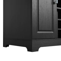 Expandable Bar Table with Adjustable Shelves and Rear Casters, Versatile Kitchen Counter with 2 Doors, 87.5″ L x 19.5″ W x 36″ H, Black+Natural(m-13)