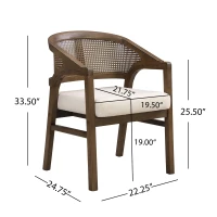 Wooden Frame Dining Chairs with Ergonomic Curved Backrest, Modern Dining Seating with Upholstered Seat, 22'' L x 24.5'' W x 33.5'' H, Beige+Walnut(m-3)
