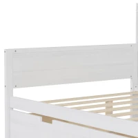 Full Size Daybed with 2 Large Drawers and Built-In Study Desk, Space-Saving Guest Bed with Side Storage Shelves, 91.5'' L x 65'' W x 45'' H, Antique White(m-11)